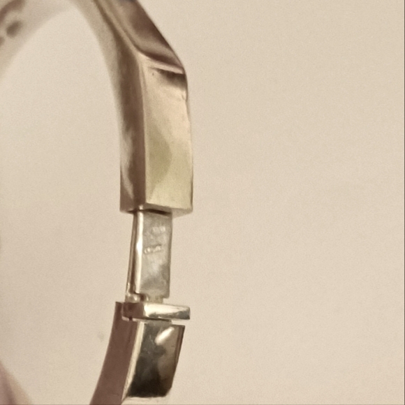 Sterling Silver 925 Italy Modernist Hexagonal Heavy Bangle Bracelet Size 7.5" - Picture 2 of 5